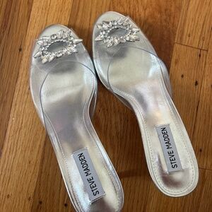 Silver Sequins kitten heel